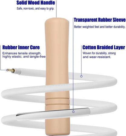 Jump Rope for Kids - Wooden Handle - Adjustable Cotton Braided Fitness Skipping Rope for Toddler Fitness Workout Exercise Outdoor Activity