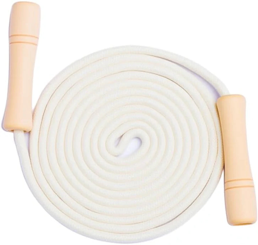 Jump Rope for Kids - Wooden Handle - Adjustable Cotton Braided Fitness Skipping Rope for Toddler Fitness Workout Exercise Outdoor Activity