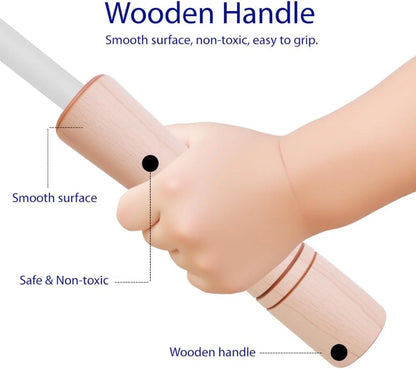 Jump Rope for Kids - Wooden Handle - Adjustable Cotton Braided Fitness Skipping Rope for Toddler Fitness Workout Exercise Outdoor Activity